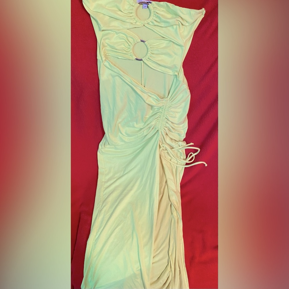 Lime Green Ruched Maxi Dress